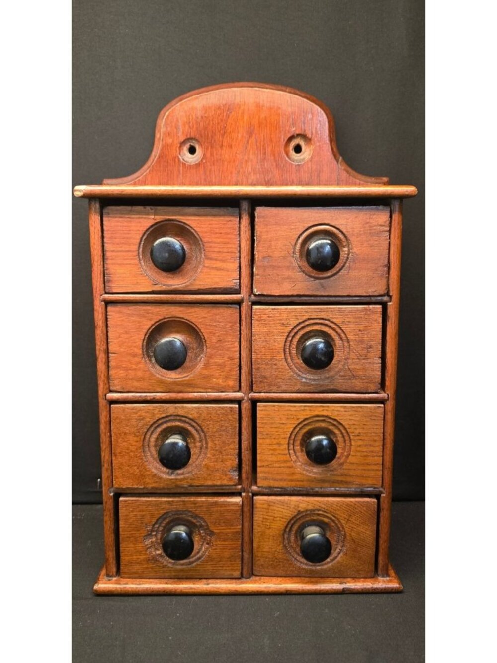 Antique Wood Spice Chest 8 Drawer Apothecary Cabinet Primitive Wall or Tabletop